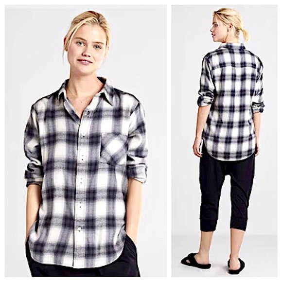 R13 Tops - New R13 Gray-Blue Plaid Flannel Shirt Sz M